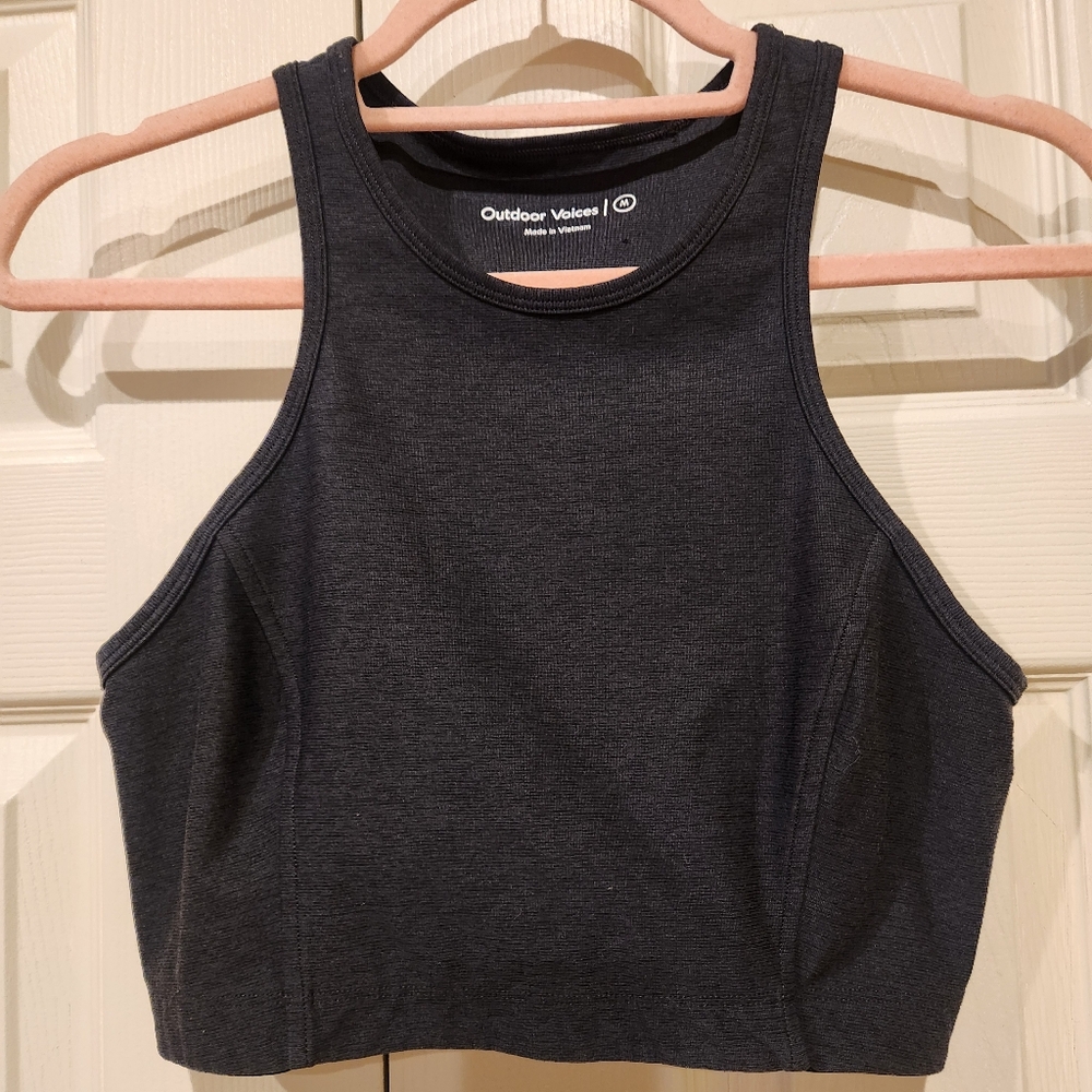 OUTDOOR VOICES Move Free Dark Gray Crop Tank Top Size M